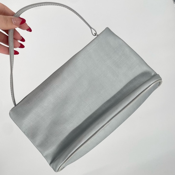 2FOR$20 90s Y2K Silver Small Embroidered Handbag With Pleather Strap - Picture 4 of 6